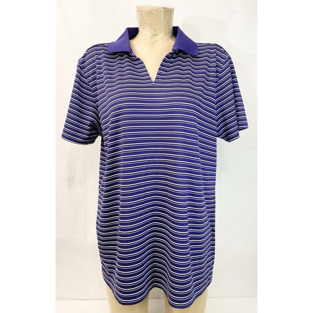 Holloway Polo Shirt XL X Large 46” Short Sleeve Purple Striped Golf Casual Woman